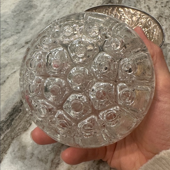 Vintage VMC Clear Glass Floral Frog with Silver Plate Stand Denmark France - Picture 9 of 10